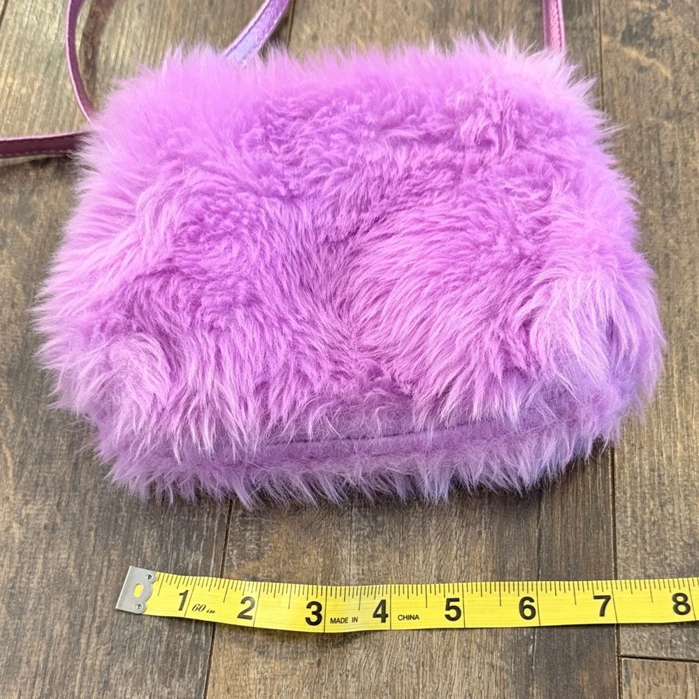 Lilac Glitter Faux Fur Kids Crossbody Bag